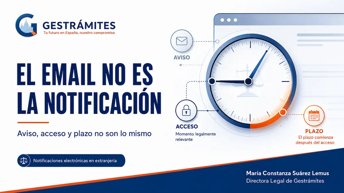 Notificación electrónica de extranjería con aviso, puesta a disposición, acceso e inicio de plazo diferenciados.